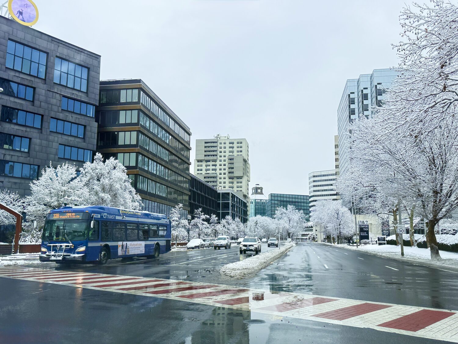Downtown Stamford CT winter streetscape — Stamford realtor